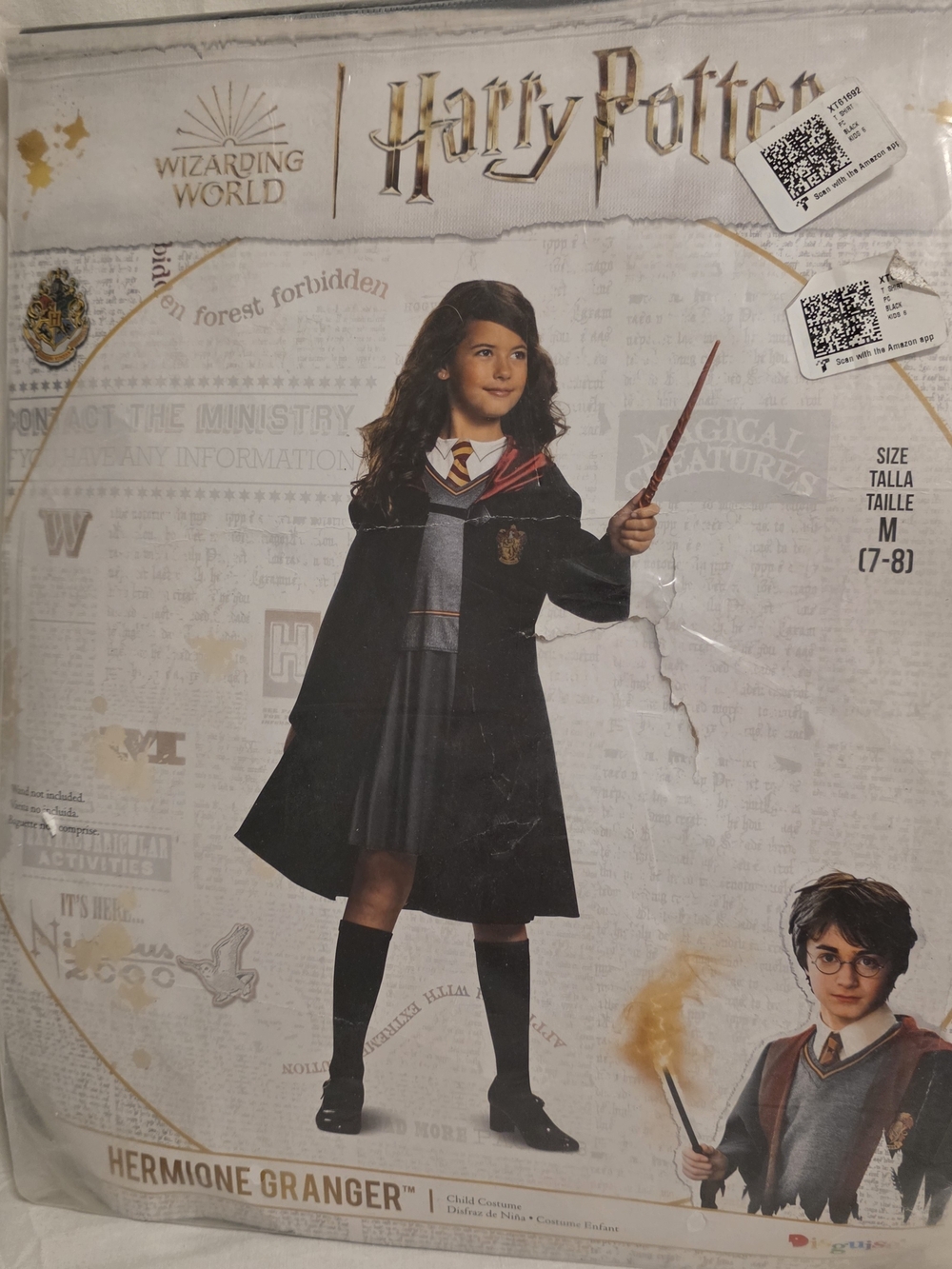 Harry Potter Hermione Granger Costume Girl Size Medium 7/8 Dress w/ Hooded Cloak